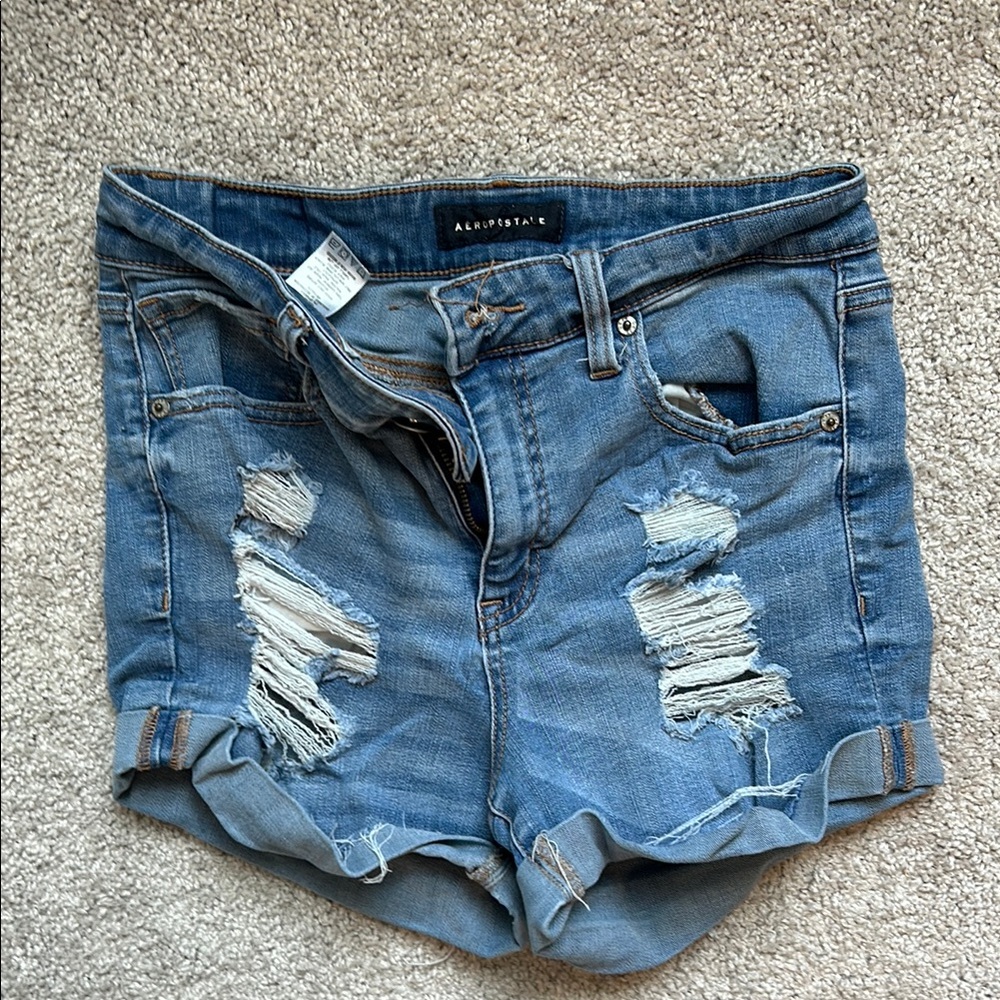 Aeropostale Blue Distressed Jean Shorts